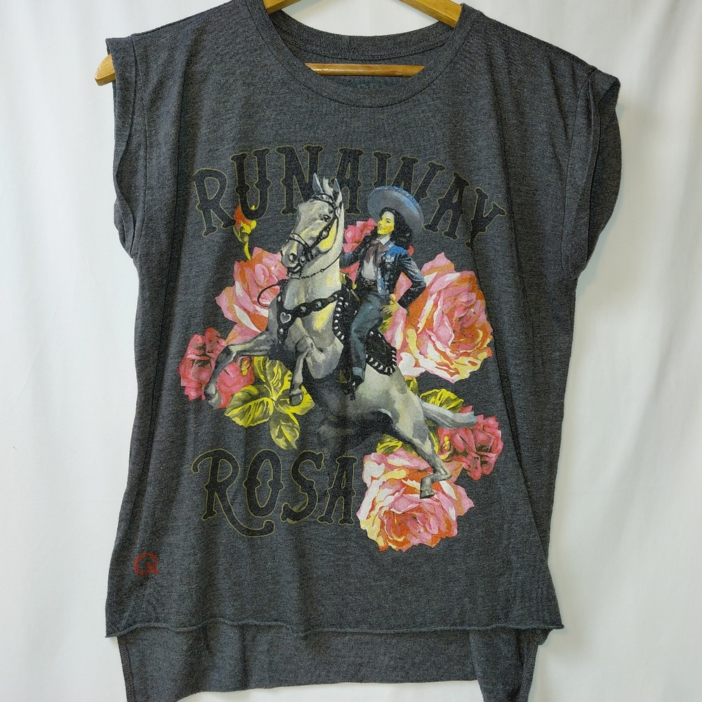 Rodeo Quincy Runaway Rosa‎ Flower Tank Sleeveless T Shirt Women's Size Medium